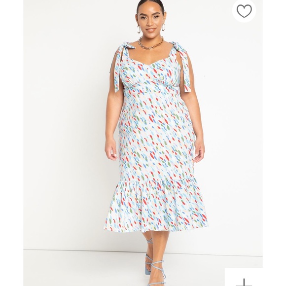 Eloquii Tie Shoulder Structured Dress Colorful size 18 NWT - Picture 7 of 14